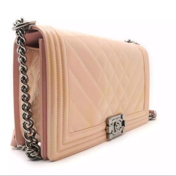 CHANEL Handbags - New Medium Boy Chain Patent Leather Pink Crossbody